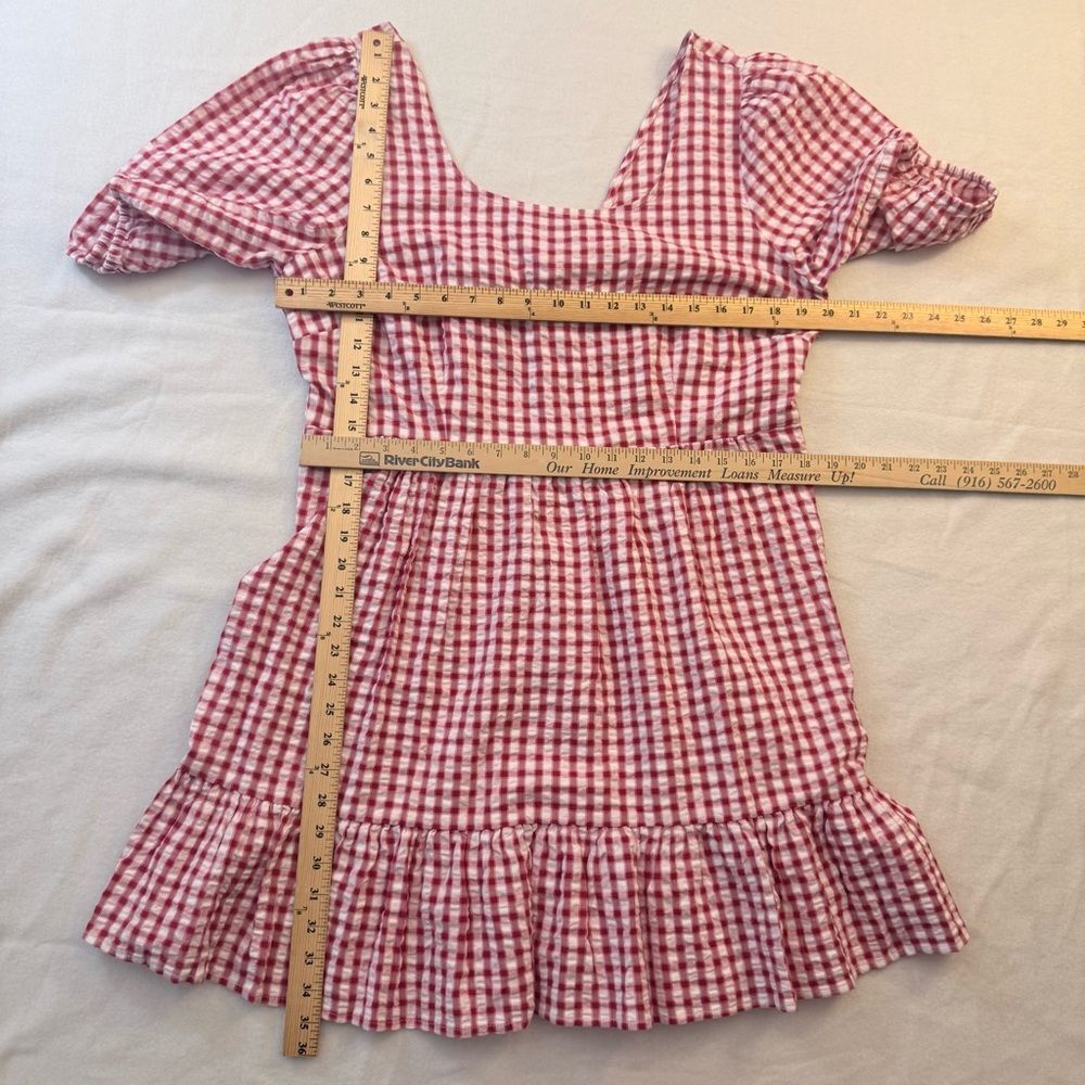 LOFT Red Checkered Gingham Woman’s Mini Dress 14 - Picture 5 of 8